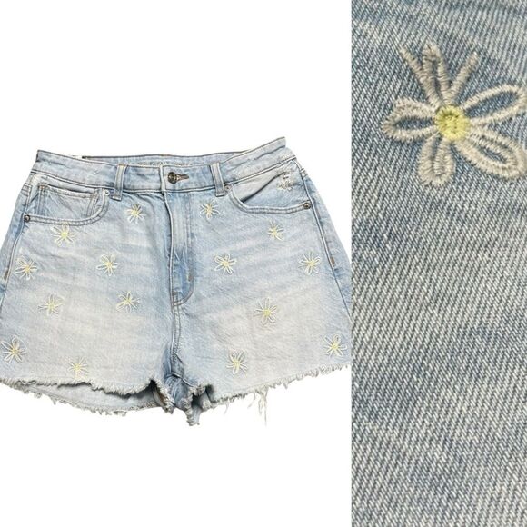 AMERICAN EAGLE Daisy Embroidered Mom Shorts Size 6 - Picture 1 of 7